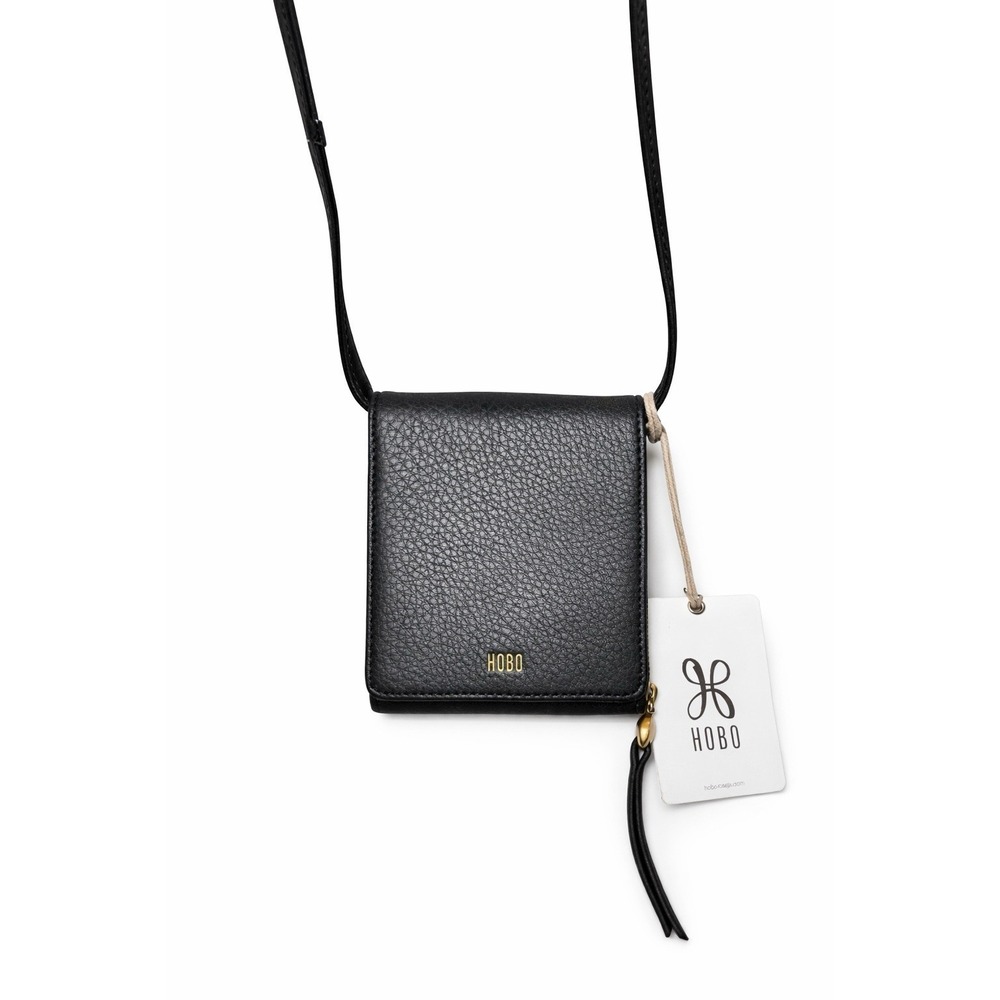 HOBO Fern Wallet Crossbody Black Pebbled Leather NWT Magnetic Zip Organizer - Picture 2 of 9